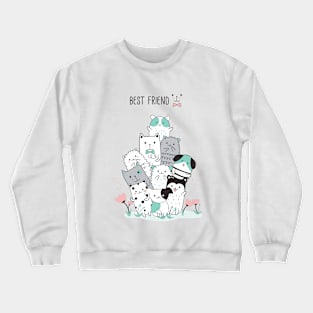 cute animal cartoon sketch Crewneck Sweatshirt